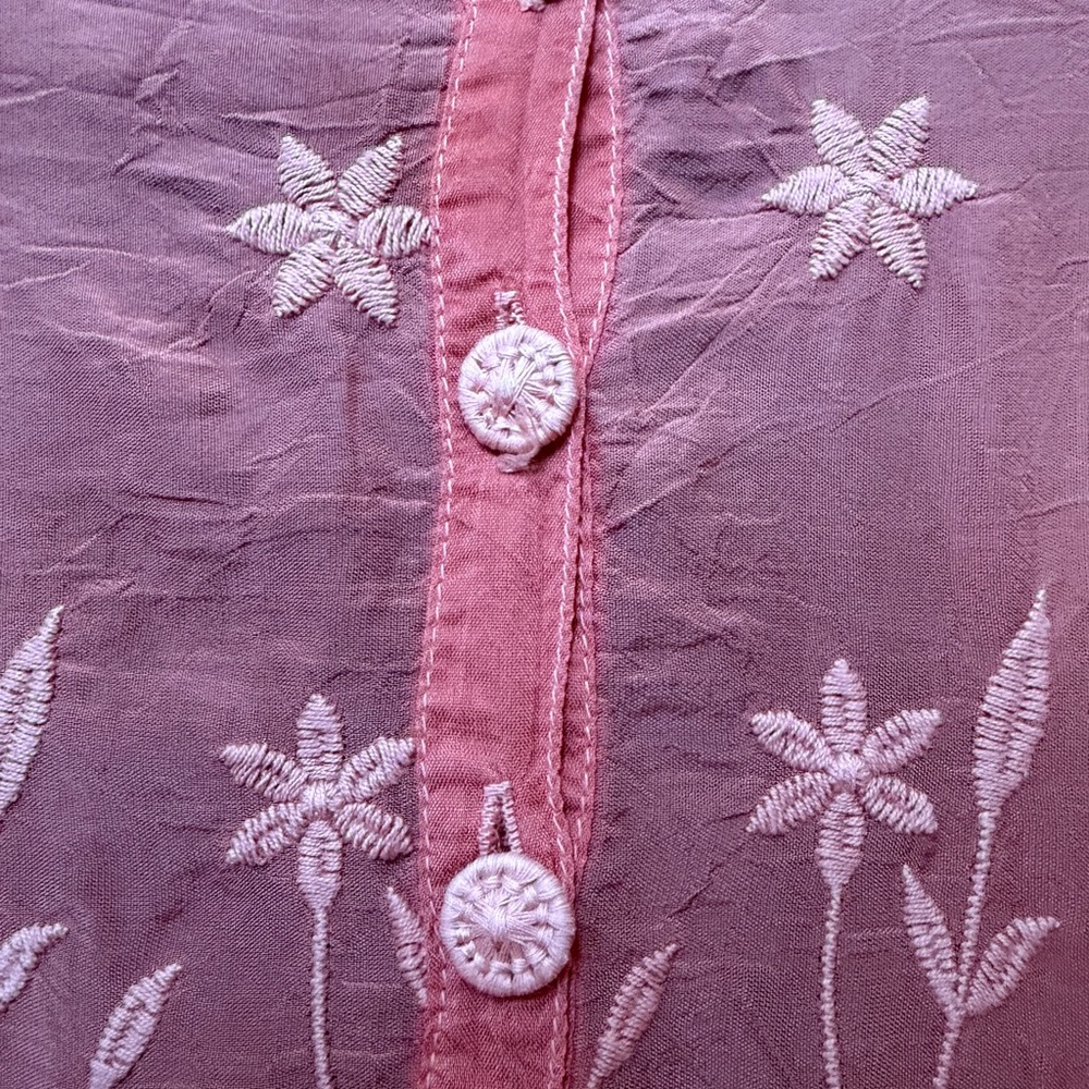 Like New Johnny Was! Orange button up sleeveless tunic embroidered sides size lg - Picture 5 of 15